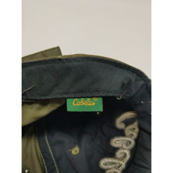Cabelas Camo Slideback Hat OSFM Thick Embroidered Logo Cap Green Brown - Picture 11 of 11
